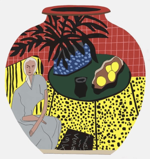 Jonas Wood Matisse Pot 4, 2019-2020 18-colour screen print on Rising Museum Board 34 x 32 in 86.4 x 81.3 cm Edition of 50