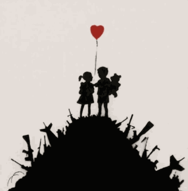 Banksy Kids on Guns Stencil on Canvas