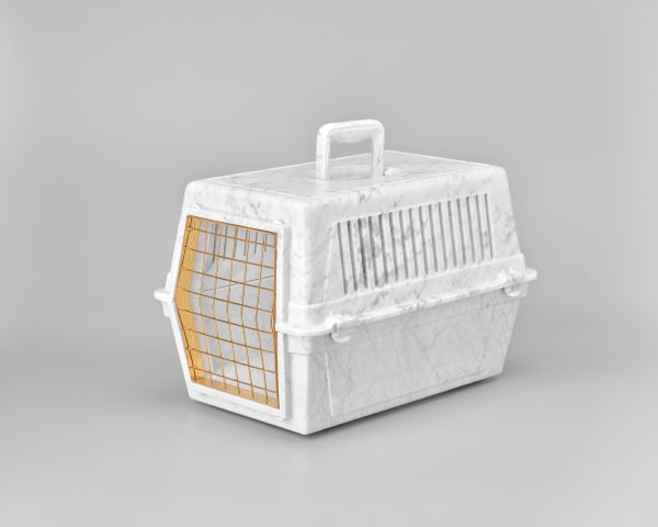 Casper Braat Pet Carrier, 2023 Carrara Marble White | Gold Plated Steel 16 x 23 3/8 x 17 1/8 in 40.5 x 59.5 x 43.5 cm Unique