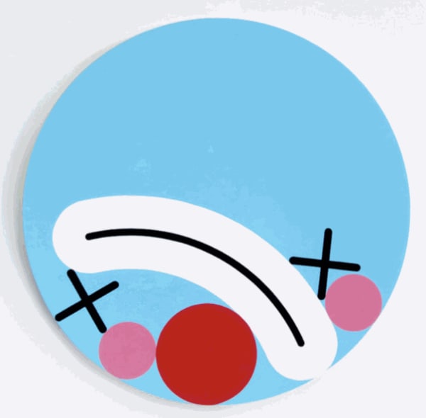 James Joyce Clown Series (Blue), 2024 Gloss paint on wood panel 51 1/4 in diameter 130 cm diameter Unique