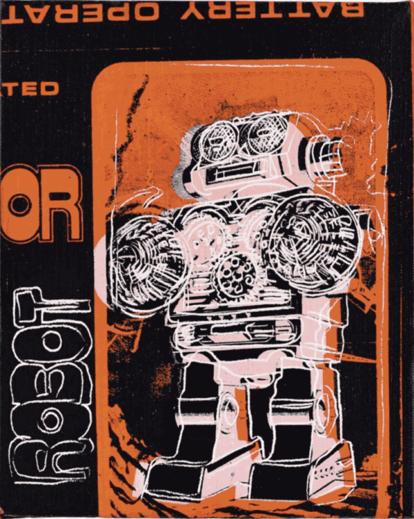 robot , from Toy Paintings, 1983 Acrylic and silkscreen Ink on Canvas 14 1/8 x 9 in 36 x 23 cm Series: Toy Paintings