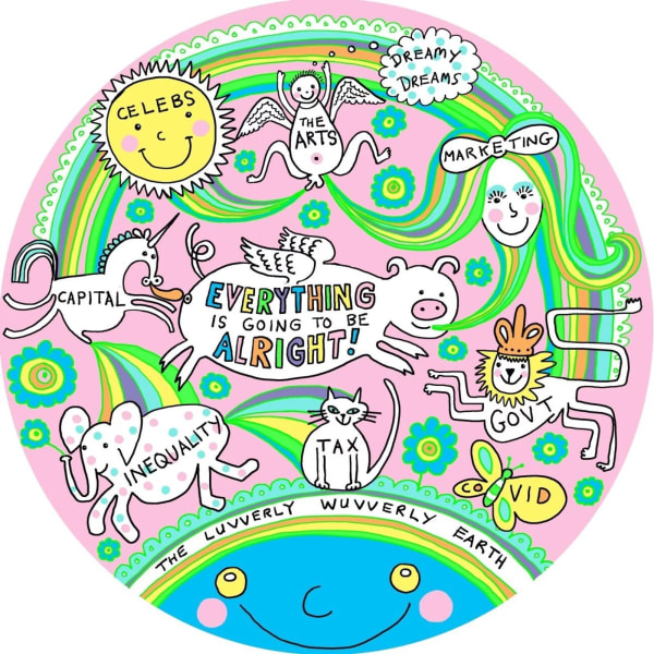 Grayson Perry Rainbow Sickness, 2020 Fine bone China 10 3/5 in diameter 27 cm diameter Edition of 500