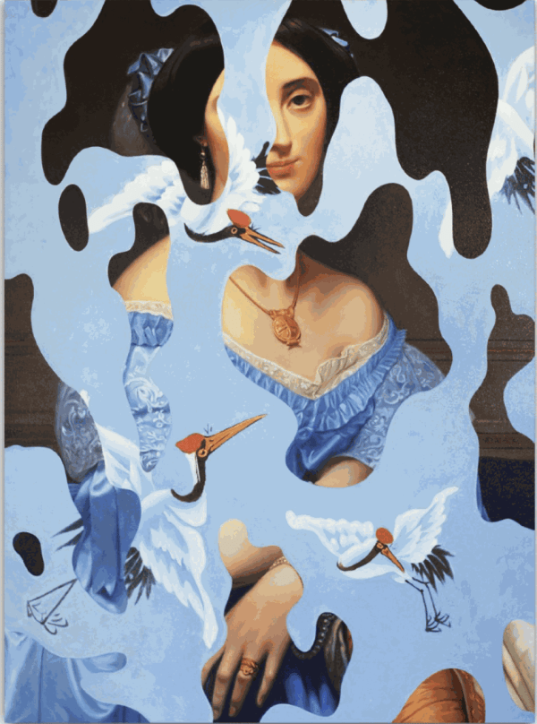 Dan Alva Blow One Down, 2022 Oil on canvas set in a white frame 40 x 55 in 101.6 x 139.7 cm Unique