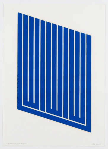 Donald Judd Untitled (11-R), 1961-63/1969 Woodcut in cerulean blue on cartridge paper 29 1/4 x 21 in 74.3 x 53.3 cm