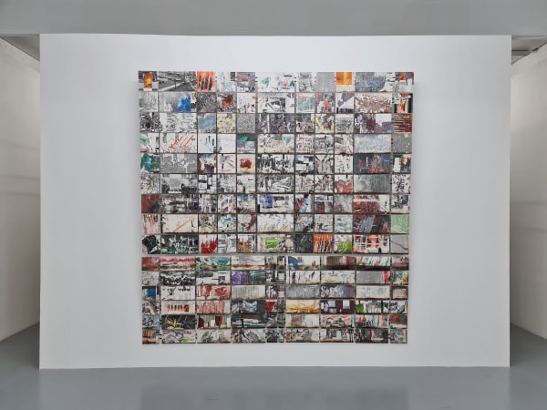 Slash Burn Acrylic Paint Image Transfer Ash Medical Tape Uv Varnish On Wood 256X252X16Cm 2020 Install View1