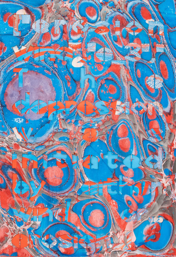 Haseeb Ahmed Words On The Wind Depression 2022 Laser Cut Arches Hot Press Archival Paper Marbled Acrylic Paper 52 X 38 X 4 Cm 20 1 2 X 15 X 1 5 8 In Lr