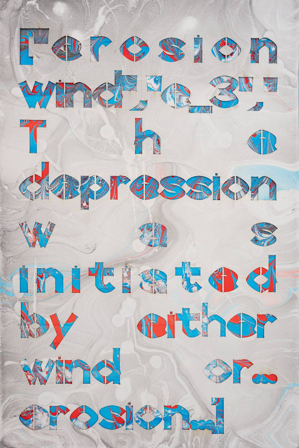 Haseeb Ahmed Words On The Wind Erosion 2022 Laser Cut Arches Hot Press Archival Paper Marbled Acrylic Paper 52 X 38 X 4 Cm 20 1 2 X 15 X 1 5 8 In Lr