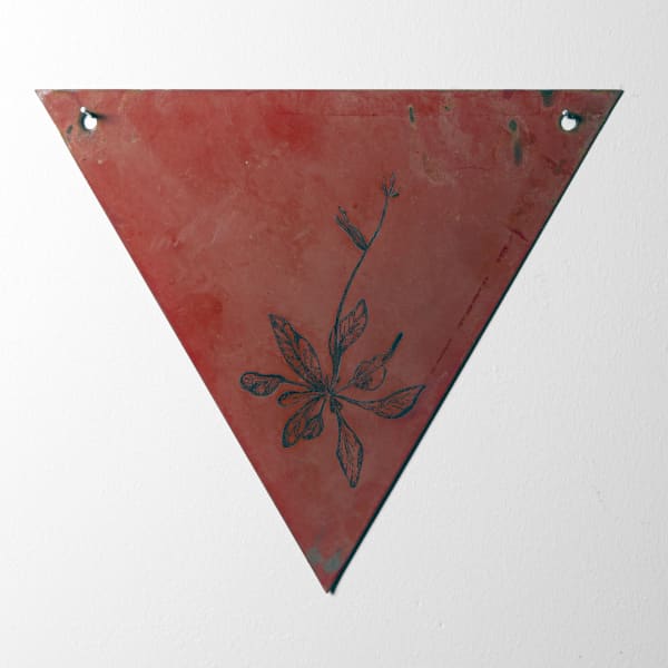 Ella Littwitz, Semiology of underground, 2020, Drawing on a minefield sign, 15.5 x 18 cm, 6 1/8 x 7 1/8 in