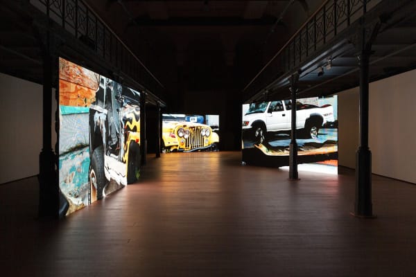 Emmanuel Van der Auwera, The Sky is on Fire, 2019, HD video, 10 mins, edition of 5 plus 2 AP. Installation view, Harlan Levey Projects, 2019.