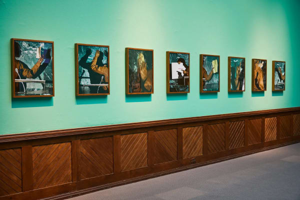 Works by Sheida Soleimani, an Iranian American artist, in the Pennsylvania Academy of Fine Arts. Credit...Aaron Richter for The New York Times