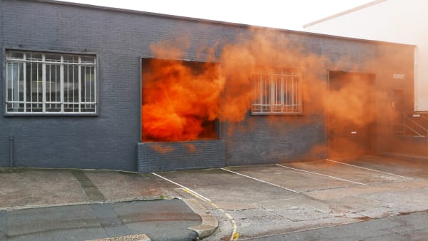 Marcin Dudek, "Sing When You're Winning", signal smoke grenade, intervention at Karst Art Space, Plymouth, 2016