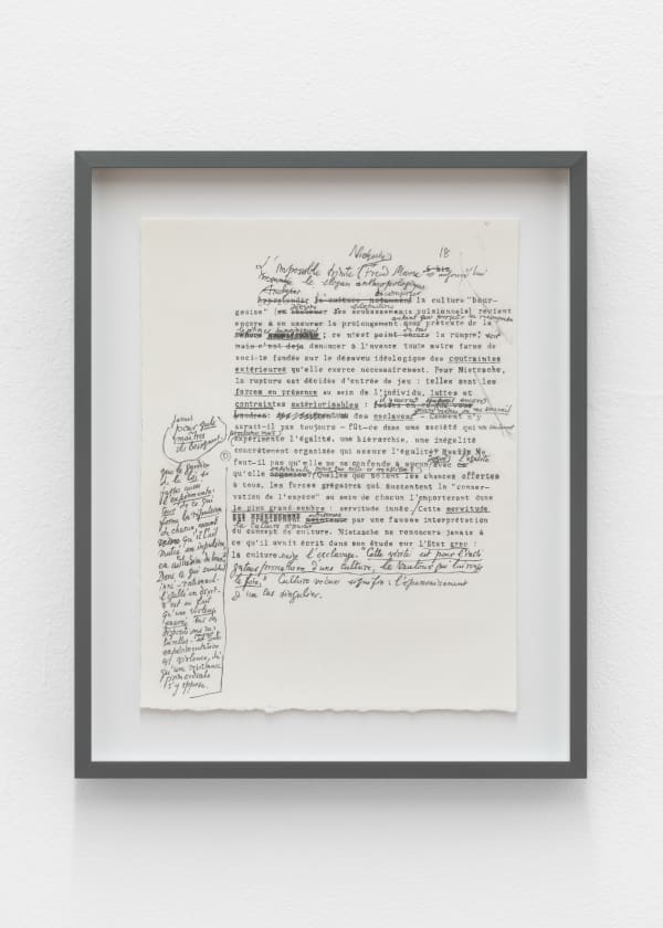 Sean Crossley, ‘Life drawing’, from the manuscript of ‘‘Nietzsche et le cercle vicieux’ by Pierre Klossowski #3, graphite on paper, 27 x 21 cm. Photo: Fabrice Schneider. Courtesy of Winona