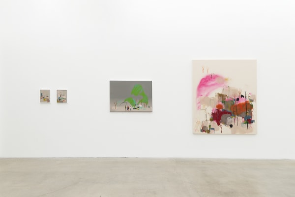 Seonna Hong at Hashimoto Contemporary Los Angeles installation view, paintings in background