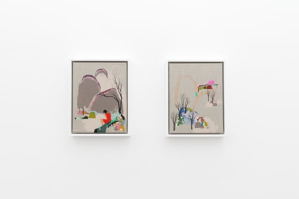 Seonna Hong at Hashimoto Contemporary Los Angeles installation view, two paintings