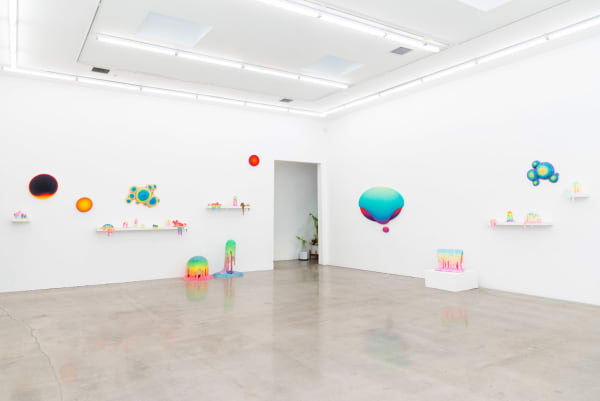 Installation shot of Ripple Effect with works by Dan Lam and Jan Kaláb.