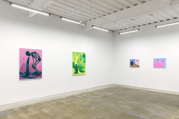 Installation photo of Maiden by Corey Lamb, left to right, "Unbroken" "Daisy Chain" "Hillocks"