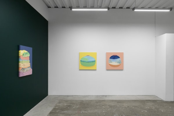 Install photo of Danym Kwon's "A Soft Day." From left to right, "You Are My Favorite," "Driving through the Summer," "Cold But Cozy."
