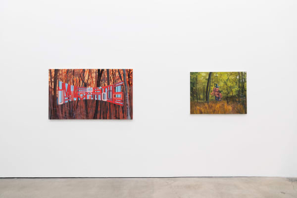 Installation image of at Hashimoto Contemporary Los Angeles of Wayne White's exhibition Jumping From Ice Floe to Ice Floe