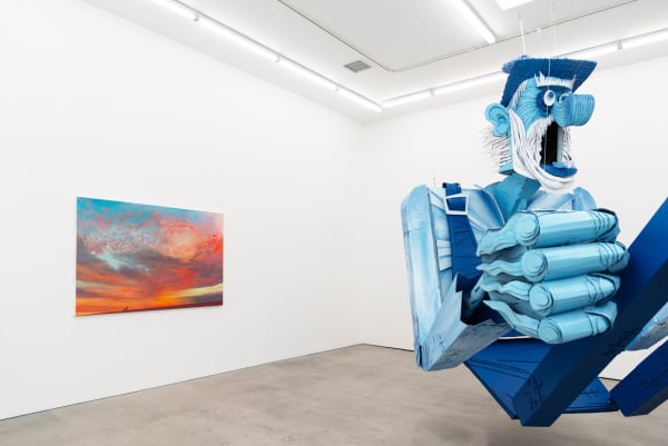 Installation image of at Hashimoto Contemporary Los Angeles of Wayne White's exhibition Jumping From Ice Floe to Ice Floe