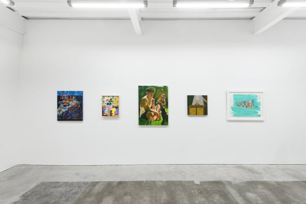 Installation shot from Hashimoto Contemporary's 10 Year Anniversary Exhibition, featuring works by Nicholas Bono Kennedy, Mary Finlayson, Jean-Paul Mallozzi, Angela Burson, and Wayne White