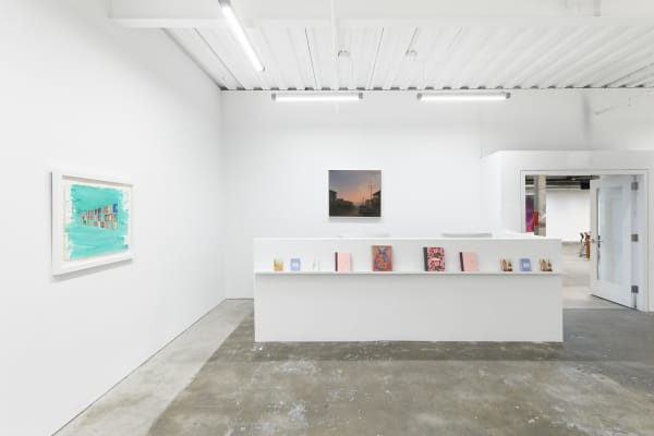 Installation shot of Hashimoto Contemporary San Francisco, featuring artworks by Wayne White and Kim Cogan