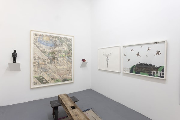 Install photo of gallery during "The Invisible Dog Goes for a Walk" group exhibition