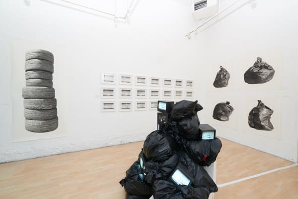 Installation image from Joel Daniel Phillips' "Hazards May Be Present II" at Hashimoto Contemporary SF