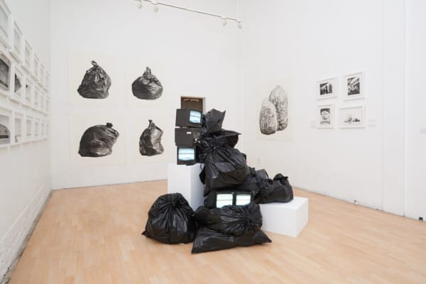 Installation image from Joel Daniel Phillips' "Hazards May Be Present II" at Hashimoto Contemporary SF