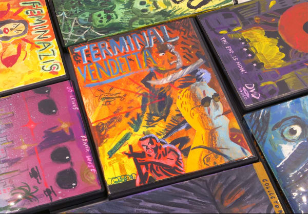 Installation image from Woodrow White's "Babel Video" at Hashimoto Contemporary SF