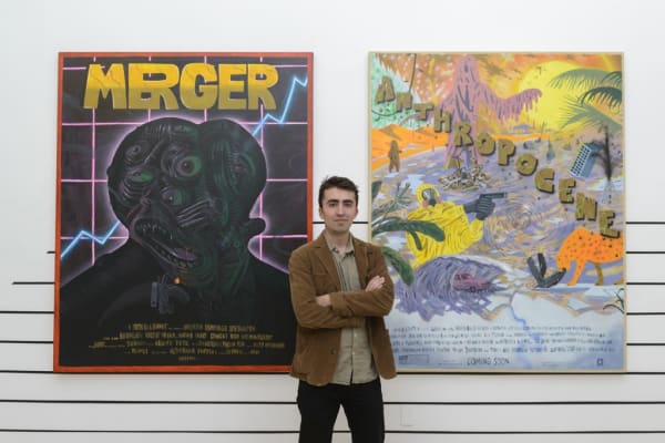 Installation image from Woodrow White's "Babel Video" at Hashimoto Contemporary SF