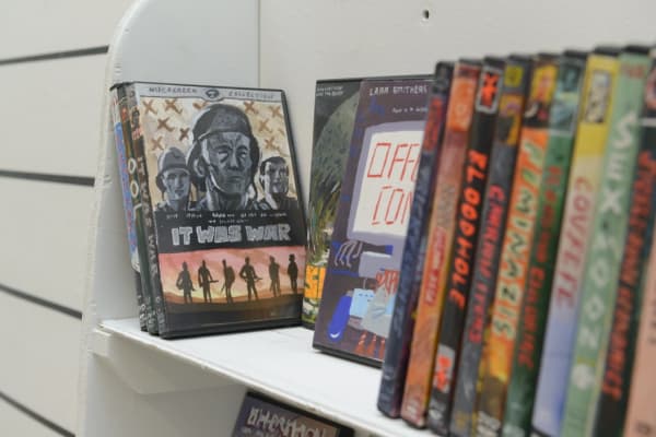 Installation image from Woodrow White's "Babel Video" at Hashimoto Contemporary SF