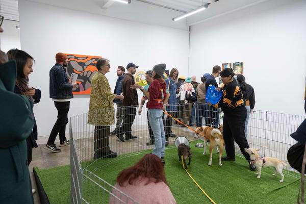 Photo from the opening reception of the group exhibition "Doggone Delightful"