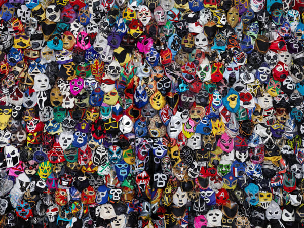 Liu Bolin, Mexican Wrestling Masks, 2015