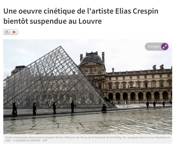 Une oeuvre cinétique de l'artiste Elias Crespin bientôt suspendue au Louvre