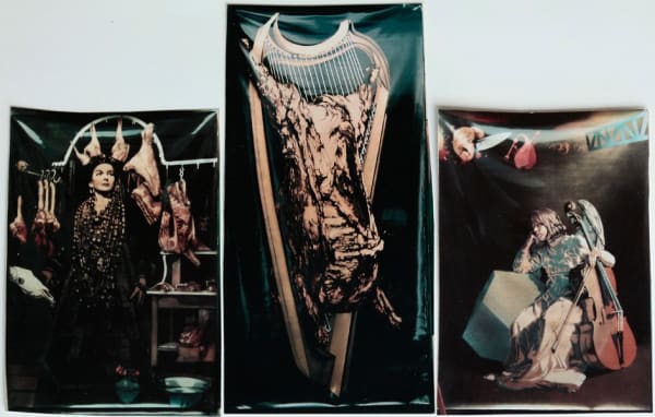 Triptyque de la Villette : Callas-Médée, le boeuf sur la harpe d'après Rembrandt et l'ange de la mélancolie d'après Dürer et Bosch 3 fois 140 X 200 et 280 , 1986