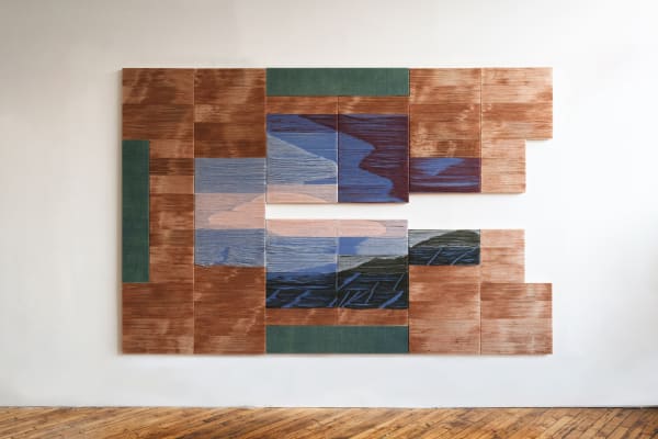 Carolina Jiménez Huipil, Me diste sopa de fideo, me diste el mundo (You gave me soup, you gave me the world, Huipil), 2024 Linen; Cotton; Cutch, Indigo and Fustic dyes 108 x 72 x 1 1/4 inches 274 x 182 x 3 cm