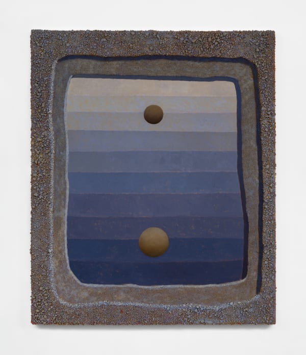 Jonathan Ryan Blue and Ochre, 2024 Oil, sand, decomposed granite, and polystyrene on canvas 24 x 20 inches 60.96 x 50.80 cm