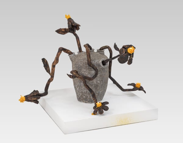 Cynthia Chang something (candelabra), 2025 Ceramic, charred pine, chia, wax, string 40 x 52 x 52 inches 101 x 132 x 132 cm
