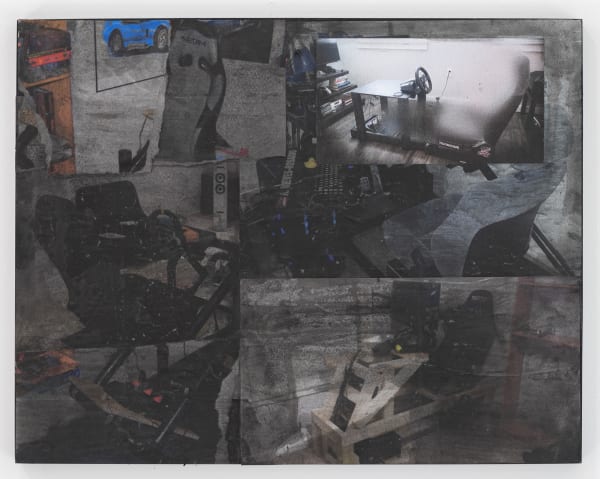 Kara Güt Rate my Rig (with Angel) 4, 2025 Collage and image transfer on pine board 11 x 14 x 3/4 inches 27 x 35 x 1 cm