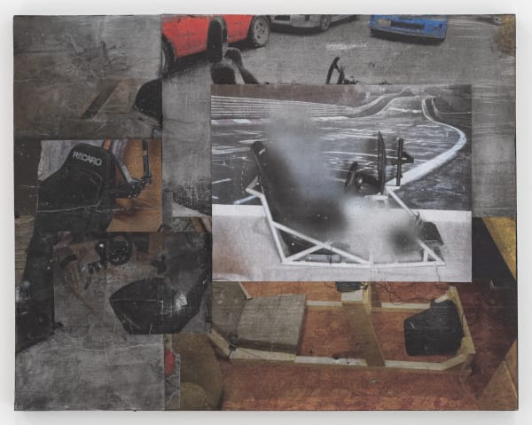 Kara Güt Rate my Rig (with Angel) 5, 2025 Collage and image transfer on pine board 11 x 14 x 3/4 inches 27 x 35 x 1 cm