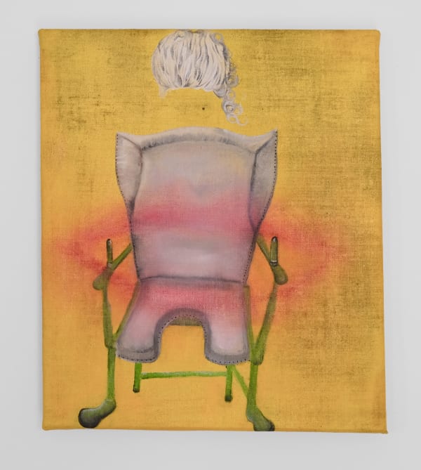 Aline Rainer (b. 1991) Lachen als Waffe (Aufklärung), 2024 Oil on linen 16 1/8 x 13 3/4 inches 41 x 35 cm