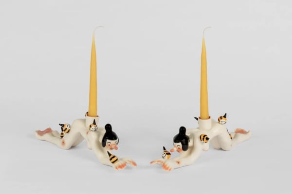 Emily Harter (b. 1997) The Supplicant, 2022 Slipcast porcelain 4 x 4 x 9 inches 10 x 10 x 22 cm EEH082