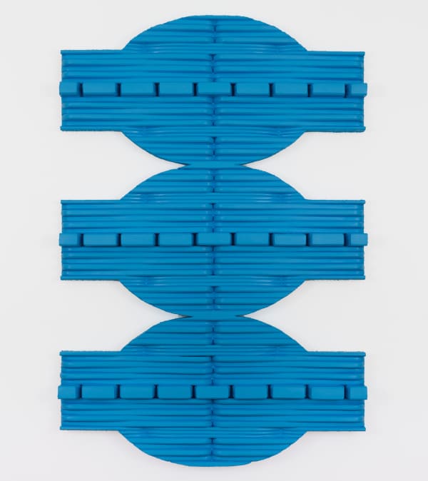 Amanda Martínez, "Working Meditation I. (Rio Grande)", 2023, Carved polystyrene, wood, enamel, shredded tire rubber, sand, acrylic polymer, 72 x 48 x 4 inches (182.88 x 121.92 x 10.16 cm)