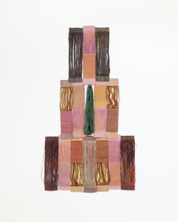 Carolina Jiménez, "Laundry on the Roof", 2025, Cotton, Linen, Silk, Fiber Reactive dyes, Pomegranate, Madder, Cochineal, Cutch Indigo, and Fustic natural dyes, 77.5 x 40.75 x 2.5 inches (196 x 103 x 6 cm)