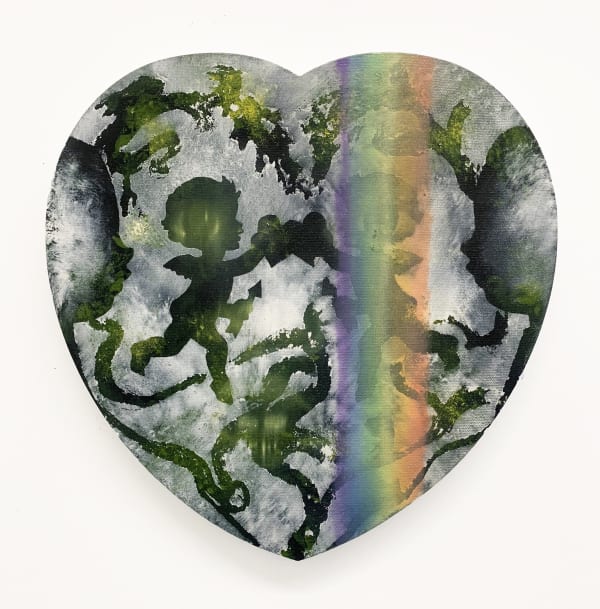 Alyssa Klauer, “Snowy Spring Valentine”, 2024, Acrylic and oil on canvas, 12 inches - diameter (30.48 cm - diameter)