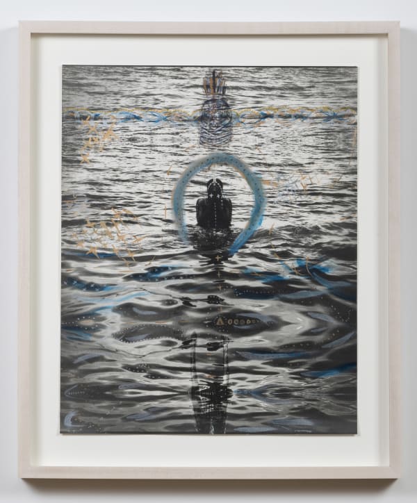 Adama Delphine Fawundu Jikowe Womb Energy #4, 2024 Silver gelatin print, textile, ink, charcoal, beeswax, acrylic paint 20 x 16 inches 50 x 40 cm 24¾ x 20½ inches (framed) 62 x 52 cm (framed)