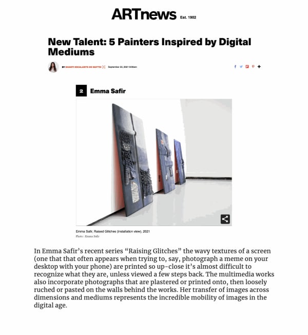 Emma Safir in 'New Talent: 5 Painters Inspired by Digital Mediums'