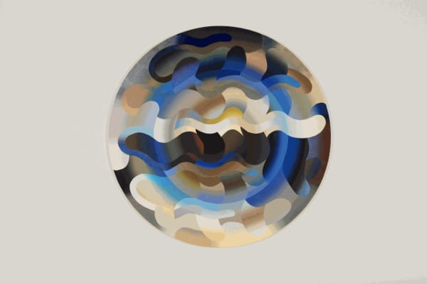 Charlotte Hallberg. Totally Even and Over, 2017. Oil on panel. 48" Diameter.