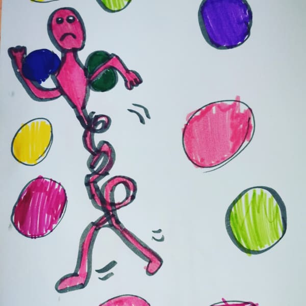 Aoife Templeton-Jones, aged 6. Inspired by Keith Harring.