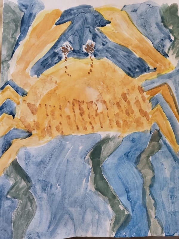 Archi Durani, aged 5. Inspired by David Hockney.